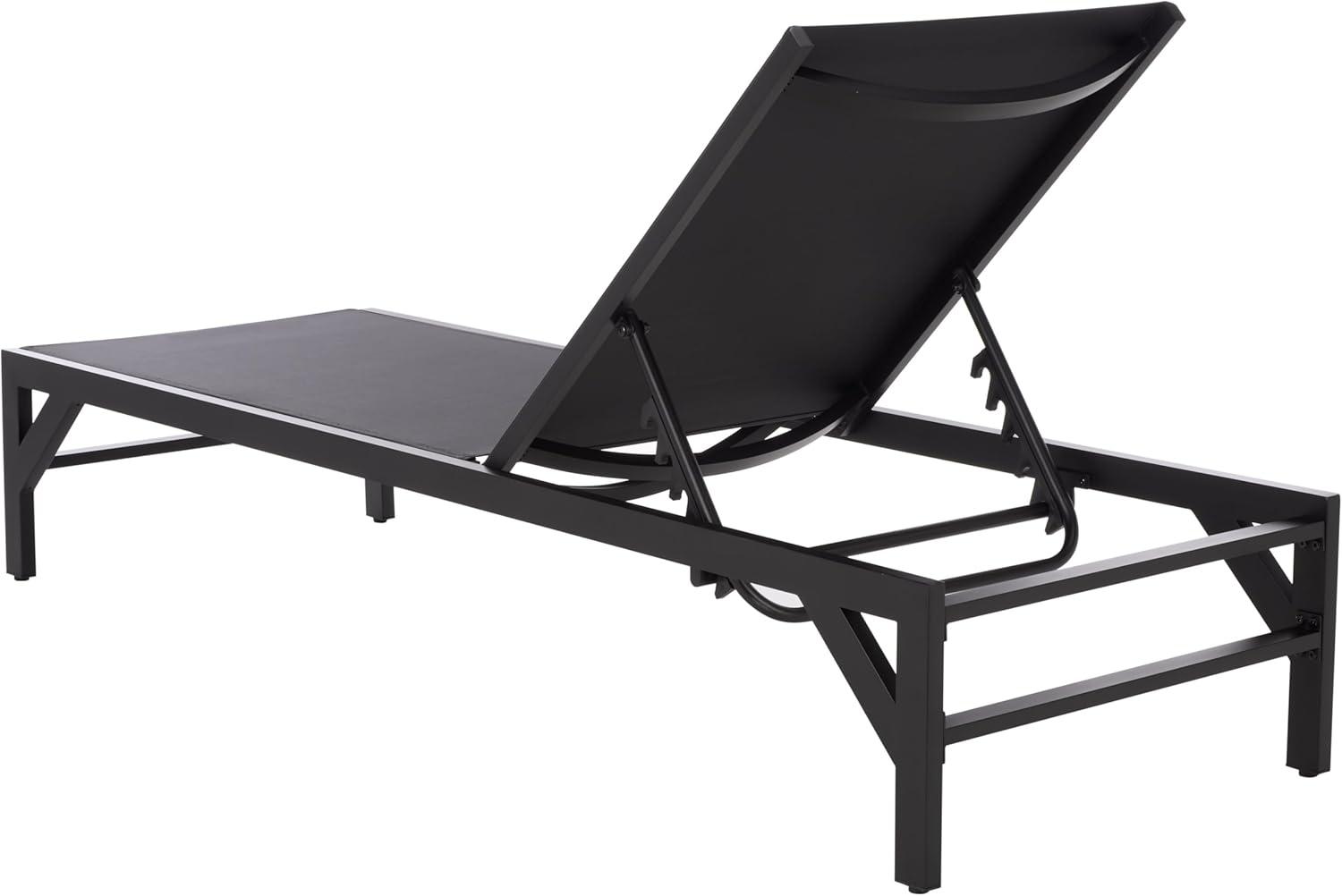 image:imageSAFAVIEH Outdoor Stanley Chaise Lounge Chair White Aluminum amp Textilene Adjustable Backrest Weather Resistant for Deck Patio Backyard Poolside 787 W x 267 D x 139 H PAT7559BBlackBlack