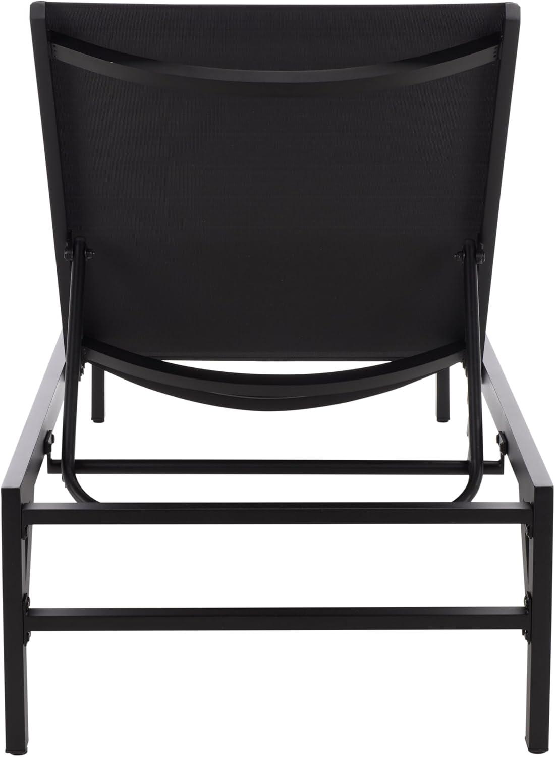 image:imageSAFAVIEH Outdoor Stanley Chaise Lounge Chair White Aluminum amp Textilene Adjustable Backrest Weather Resistant for Deck Patio Backyard Poolside 787 W x 267 D x 139 H PAT7559BBlackBlack