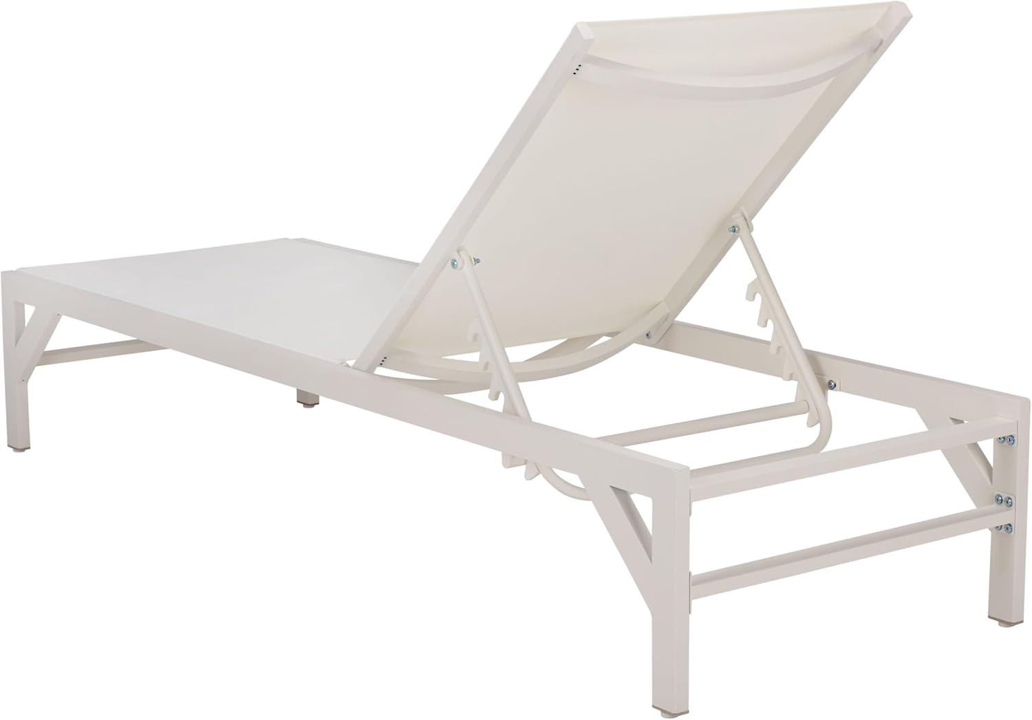 image:imageSAFAVIEH Outdoor Stanley Chaise Lounge Chair White Aluminum amp Textilene Adjustable Backrest Weather Resistant for Deck Patio Backyard Poolside 787 W x 267 D x 139 H PAT7559BWhiteWhite