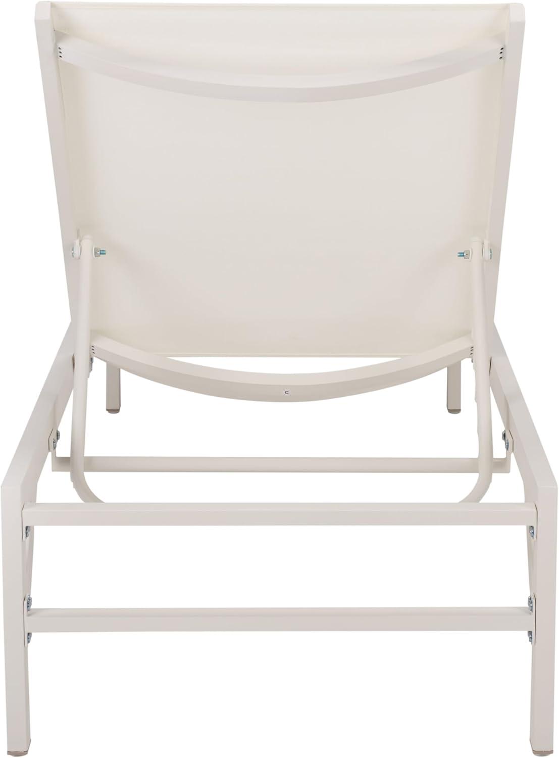 image:imageSAFAVIEH Outdoor Stanley Chaise Lounge Chair White Aluminum amp Textilene Adjustable Backrest Weather Resistant for Deck Patio Backyard Poolside 787 W x 267 D x 139 H PAT7559BWhiteWhite