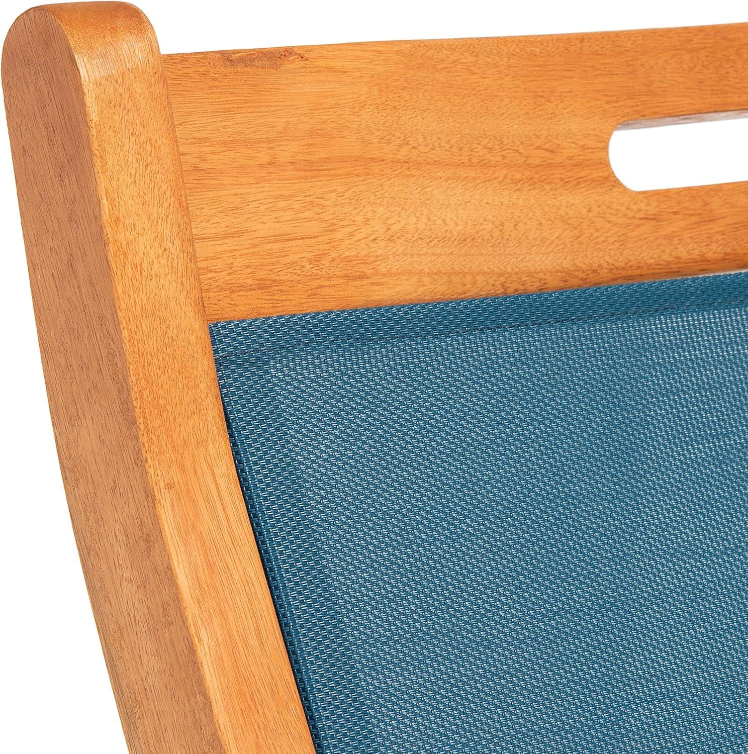 image:imageSAFAVIEH Outdoor Collection Kamson Natural Brown Solid WoodBeige Fabric Adjustable Chaise Lounge Chair PAT7071ANatural Navy