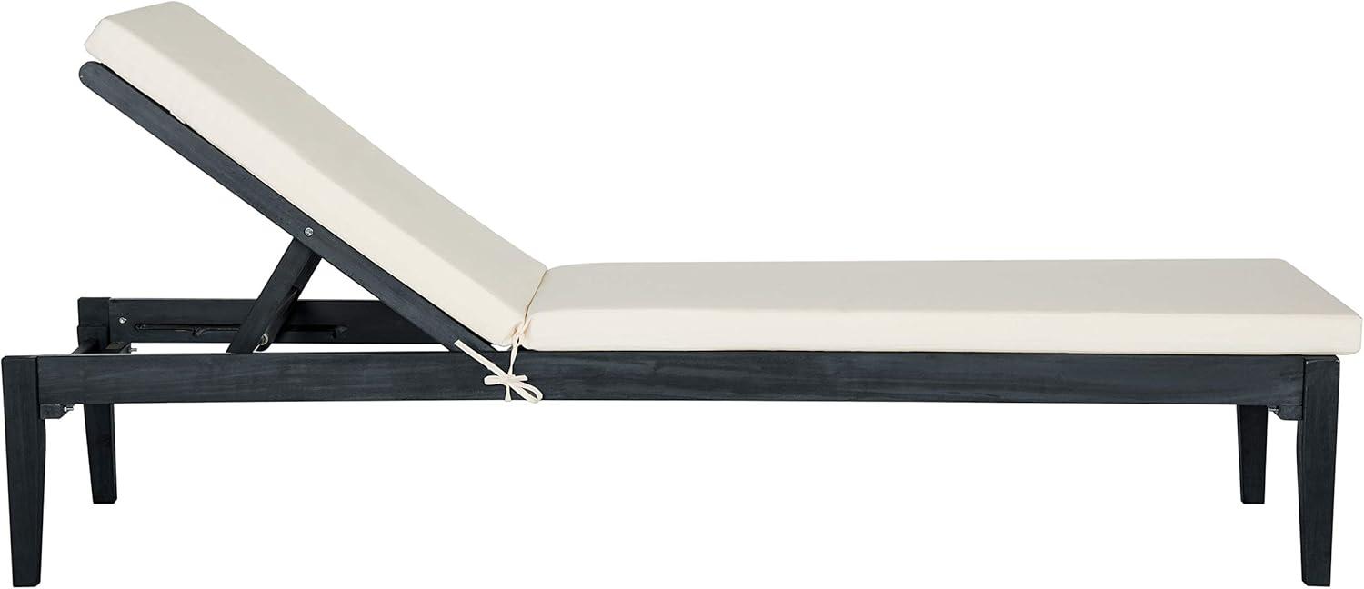image:imageSAFAVIEH Outdoor Collection Montclair Natural Solid WoodBeige Cushion Adjustable Chaise Lounge Chair PAT6731ADark Slate Gray Beige
