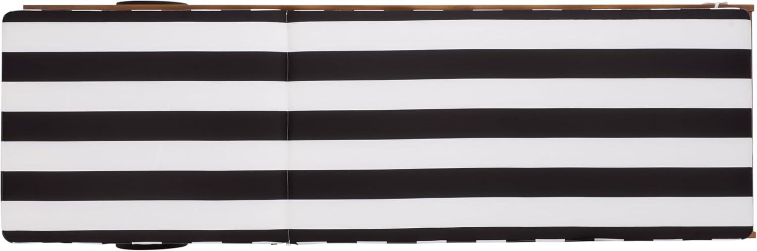 image:imageSAFAVIEH Outdoor Collection Newport NaturalBeige Cushion Black Piping Chaise Lounge Chair with Side TableNaturalBlack Stripe