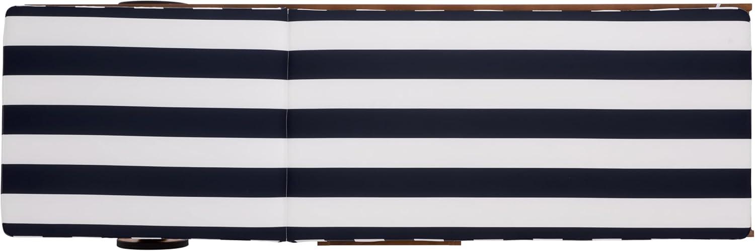 image:imageSAFAVIEH Outdoor Collection Newport NaturalBeige Cushion Black Piping Chaise Lounge Chair with Side TableNaturalNavy Striped