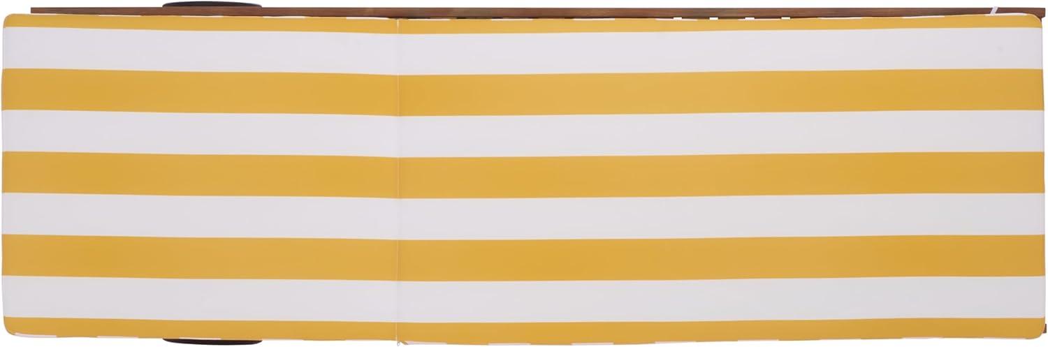 image:imageSAFAVIEH Outdoor Collection Newport NaturalBeige Cushion Black Piping Chaise Lounge Chair with Side TableNaturalYellow Stripe
