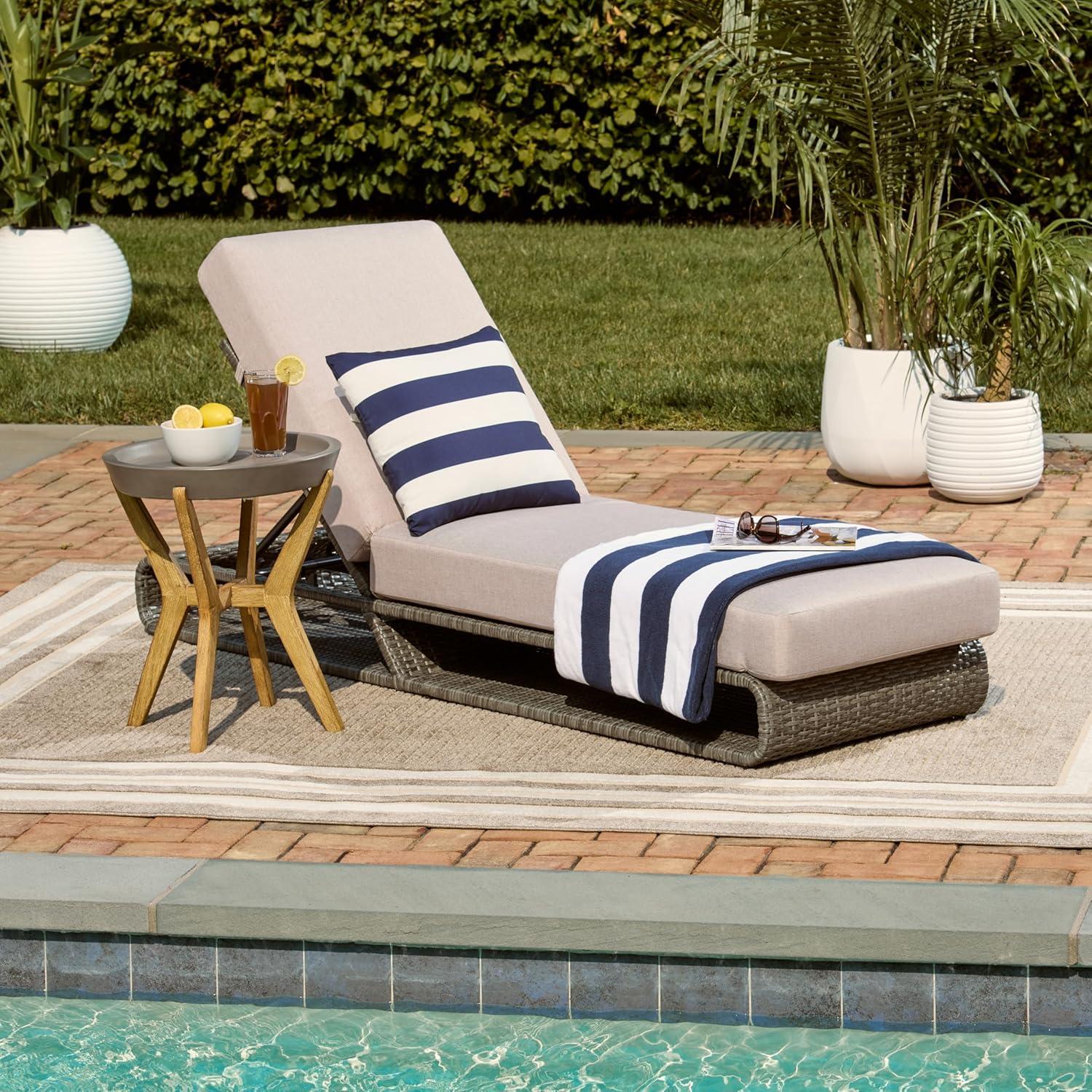 image:imageSAFAVIEH Outdoor Collection Vale Grey BrownLight Grey Patio Adjustable Chaise Lounge ChairGrey BrownLight Grey
