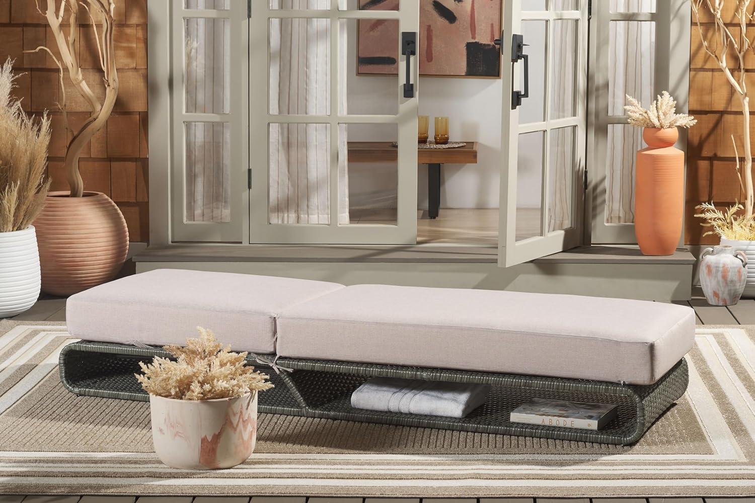 image:imageSAFAVIEH Outdoor Collection Vale Grey BrownLight Grey Patio Adjustable Chaise Lounge ChairGrey BrownLight Grey