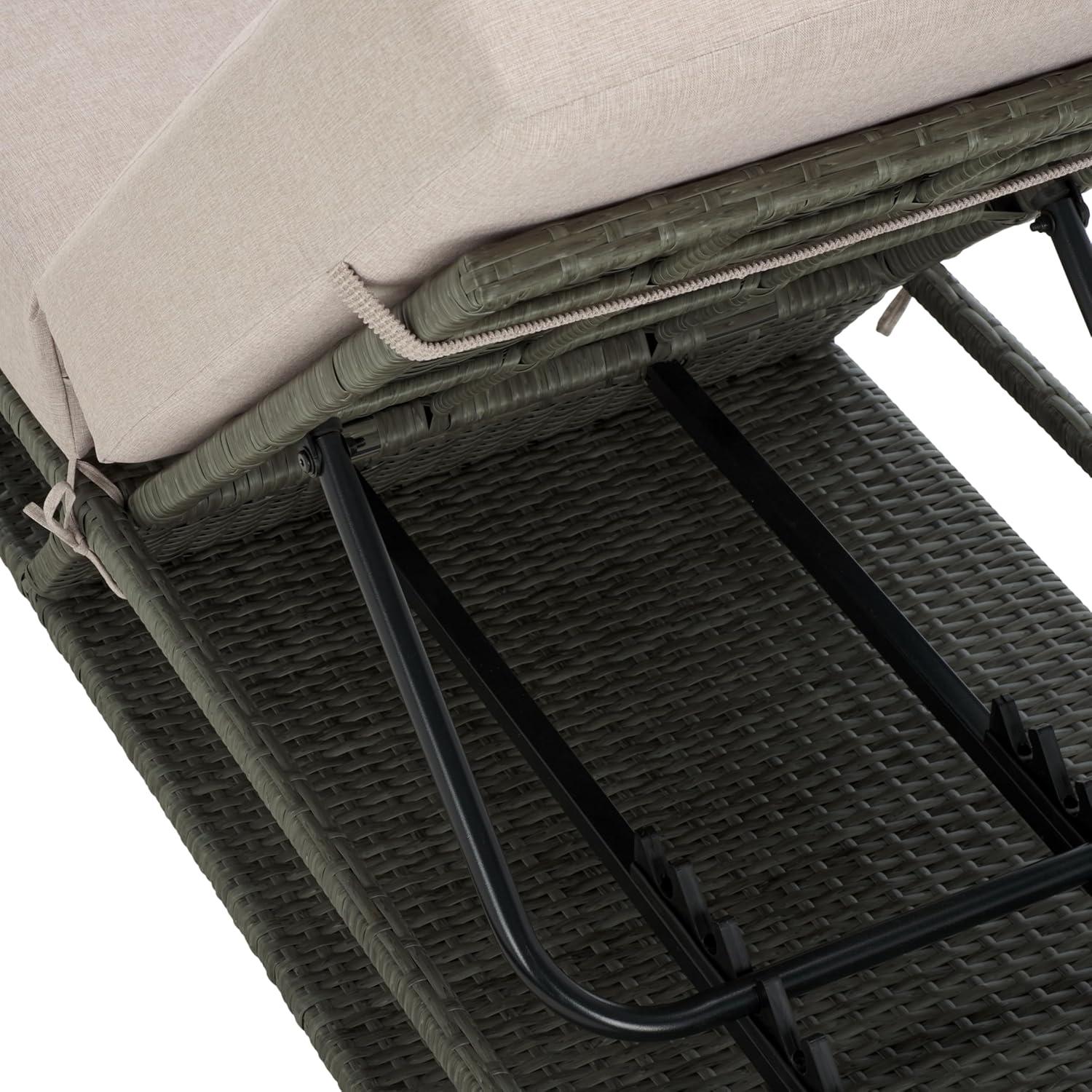 image:imageSAFAVIEH Outdoor Collection Vale Grey BrownLight Grey Patio Adjustable Chaise Lounge ChairGrey BrownLight Grey