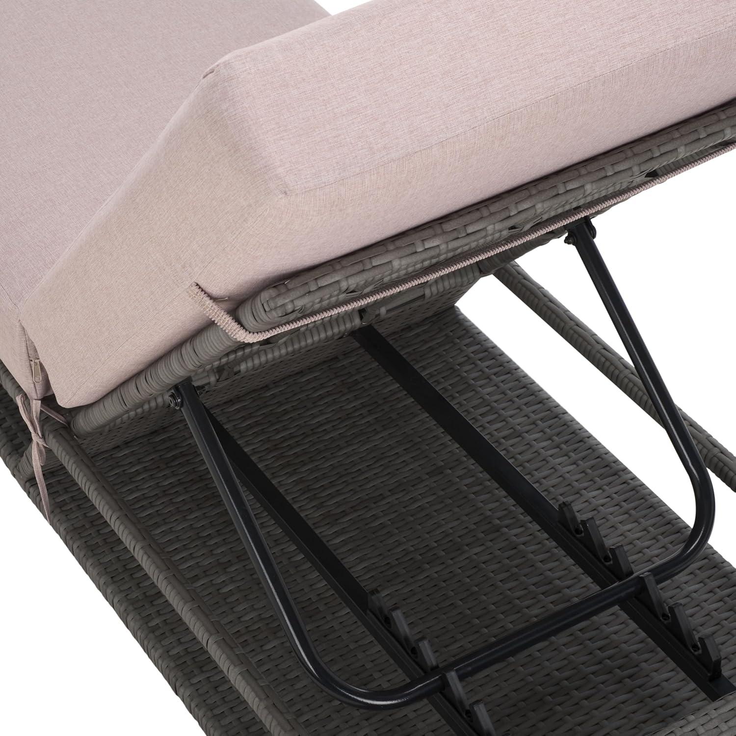image:imageSAFAVIEH Outdoor Collection Vale Grey BrownLight Grey Patio Adjustable Chaise Lounge ChairGreyLight Grey