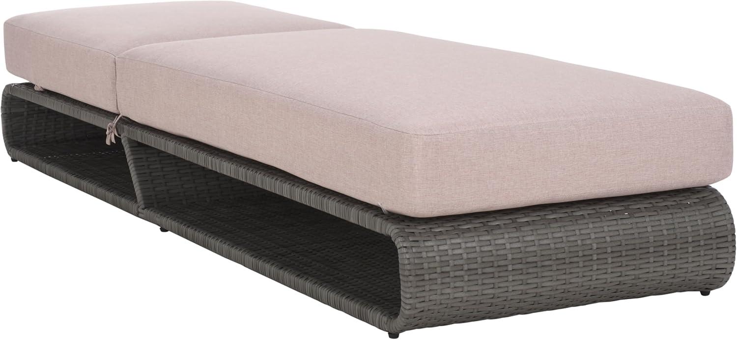 image:imageSAFAVIEH Outdoor Collection Vale Grey BrownLight Grey Patio Adjustable Chaise Lounge ChairGreyLight Grey