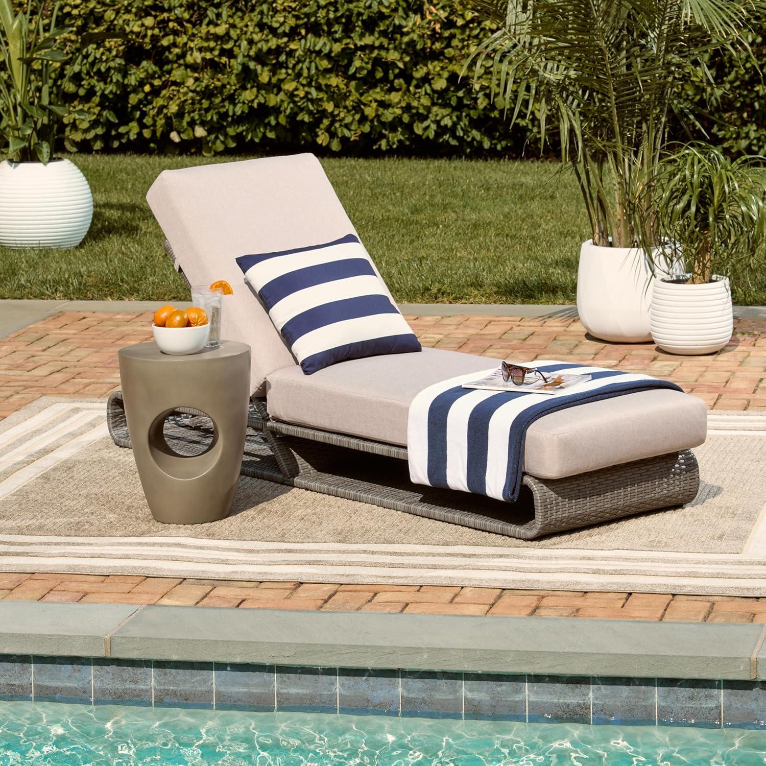 image:imageSAFAVIEH Outdoor Collection Vale Grey BrownLight Grey Patio Adjustable Chaise Lounge ChairGreyLight Grey