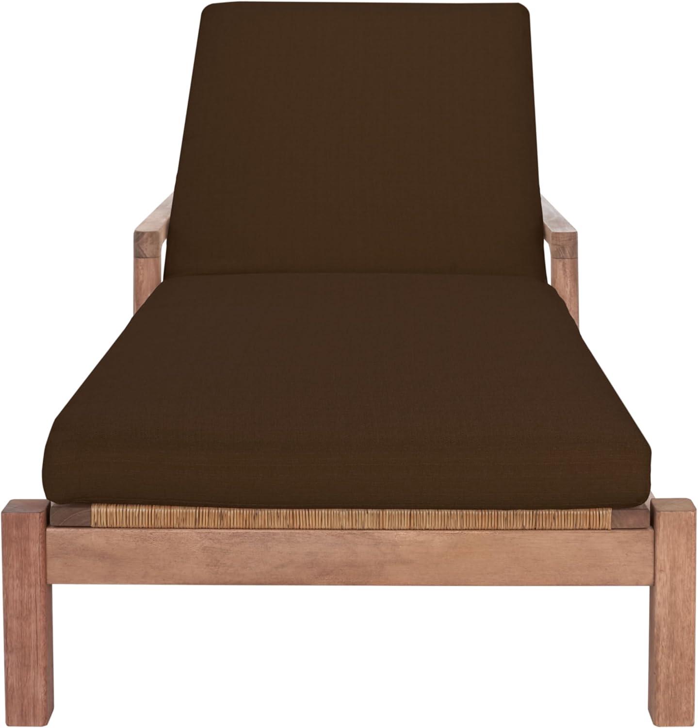 image:imageSAFAVIEH Outdoor Couture Collection Donnamaria Natural Solid WoodWhite Cushion Wicker Chaise Lounge Chair CPT1027ANaturalDark Brown