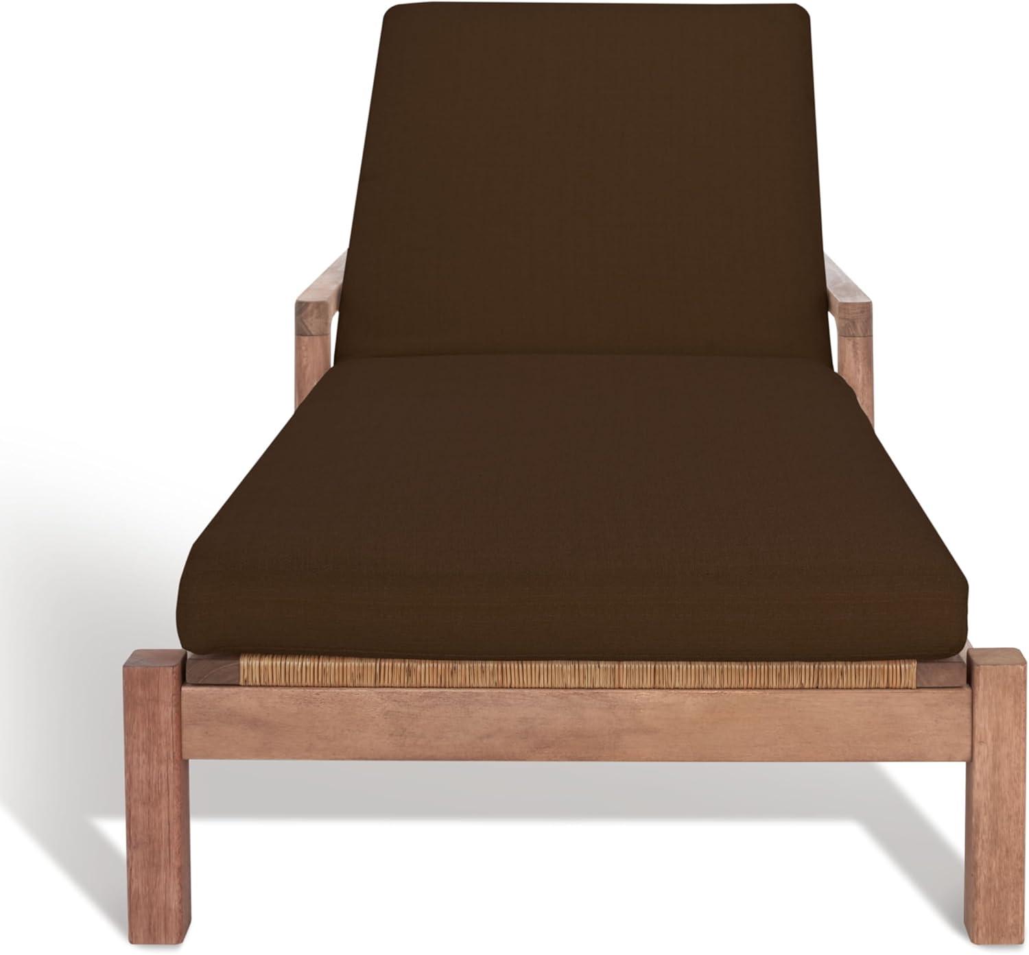 image:imageSAFAVIEH Outdoor Couture Collection Donnamaria Natural Solid WoodWhite Cushion Wicker Chaise Lounge Chair CPT1027ANaturalDark Brown