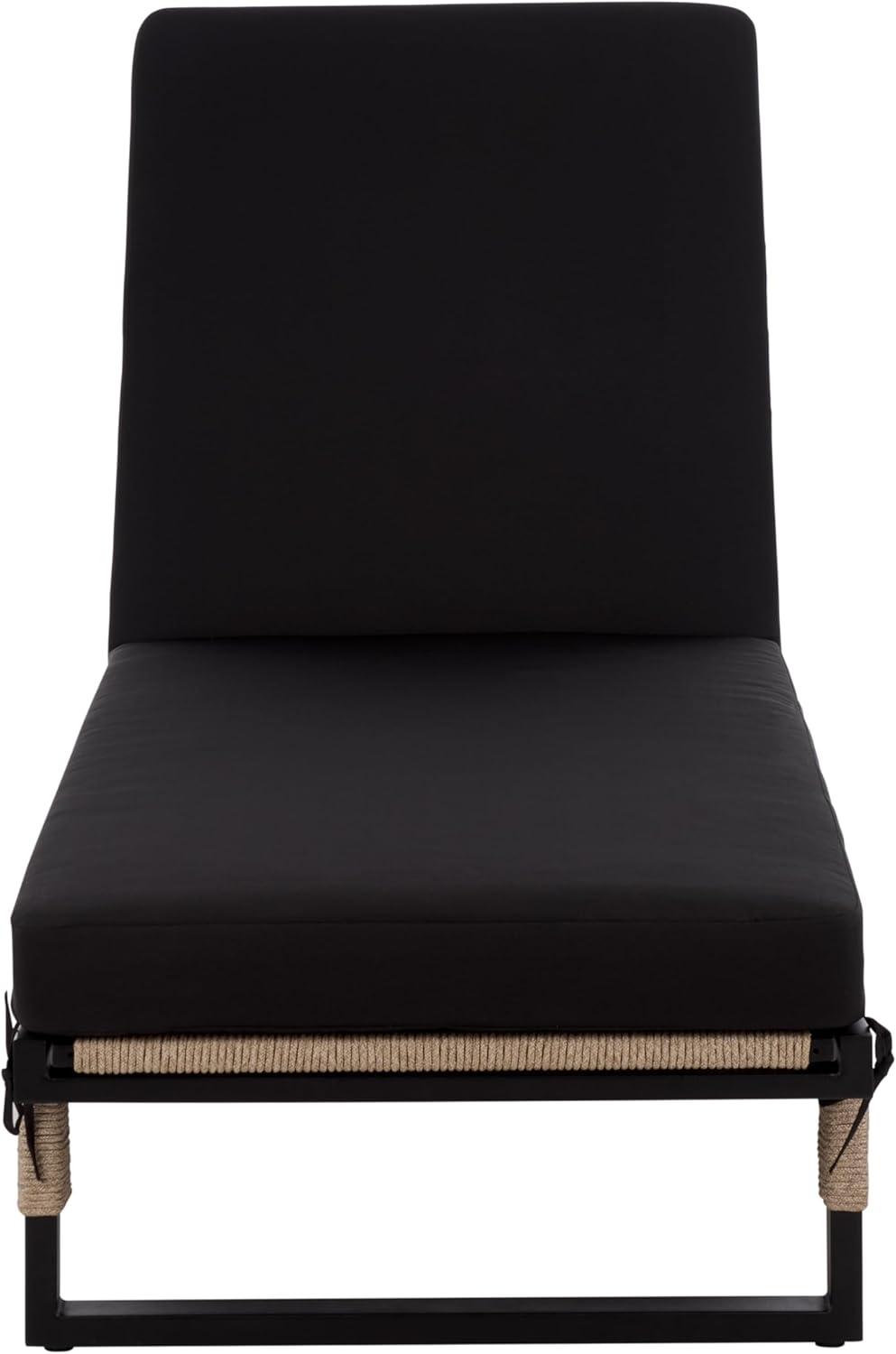 image:imageSAFAVIEH Outdoor Patio Furniture Collection Arman Black amp Black Lounger with Cushion Adjustable Outdoor Reclining Chaise PAT7558ABlackBlack