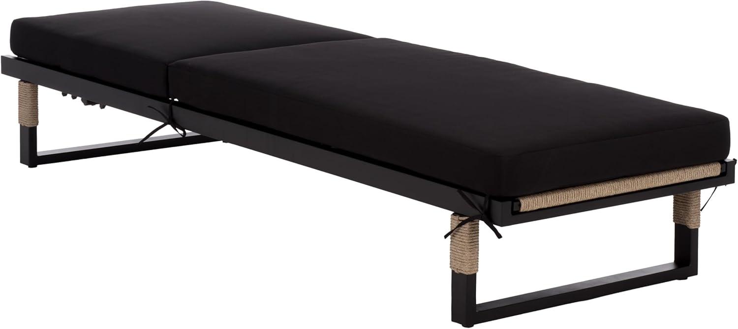 image:imageSAFAVIEH Outdoor Patio Furniture Collection Arman Black amp Black Lounger with Cushion Adjustable Outdoor Reclining Chaise PAT7558ABlackBlack