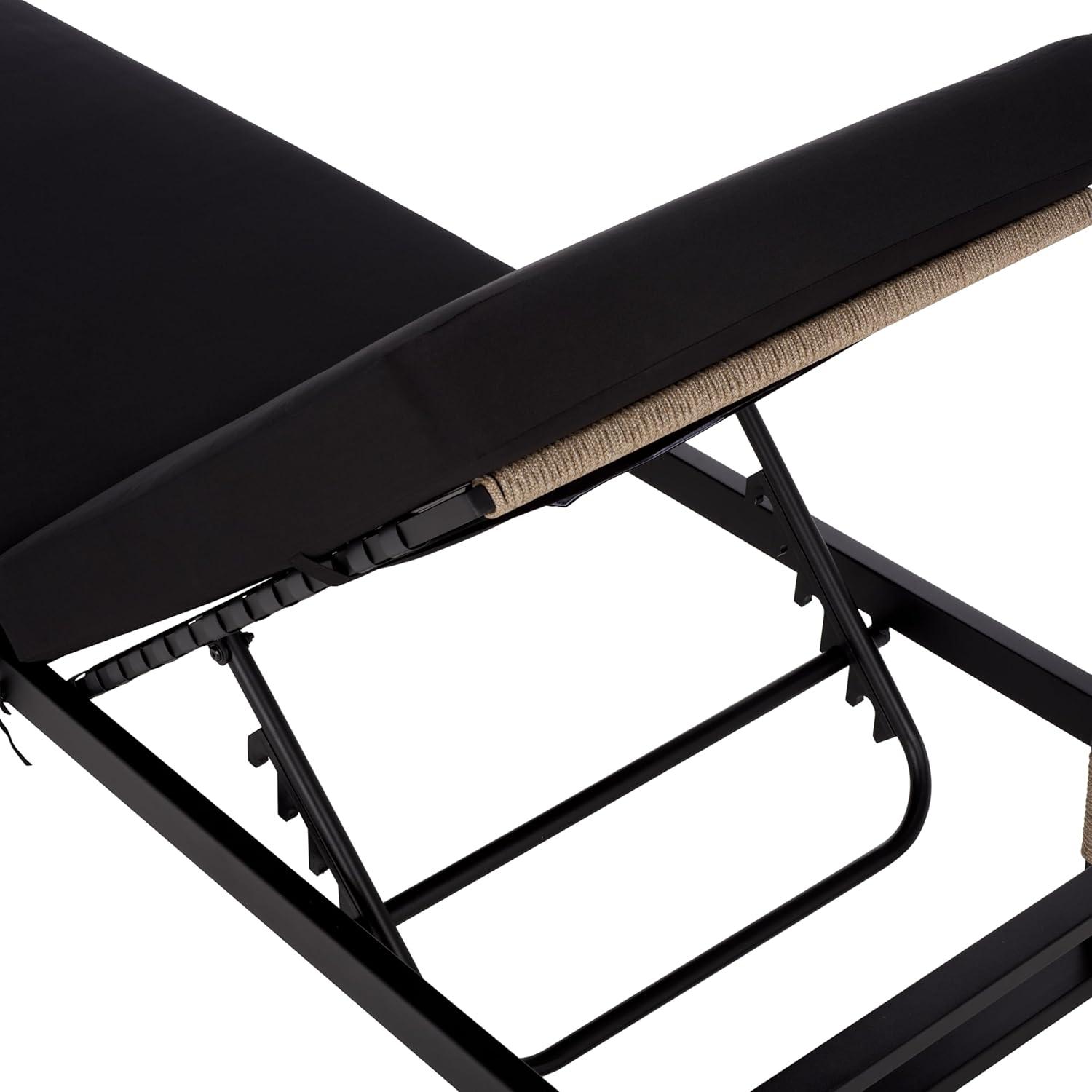 image:imageSAFAVIEH Outdoor Patio Furniture Collection Arman Black amp Black Lounger with Cushion Adjustable Outdoor Reclining Chaise PAT7558ABlackBlack