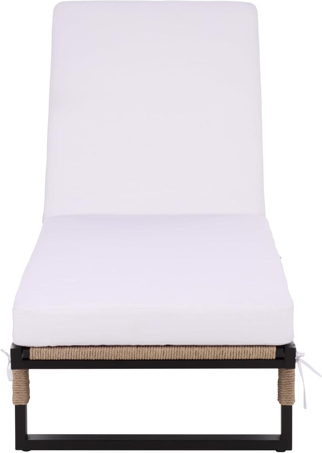 image:imageSAFAVIEH Outdoor Patio Furniture Collection Arman Black amp Black Lounger with Cushion Adjustable Outdoor Reclining Chaise PAT7558ABlackWhite