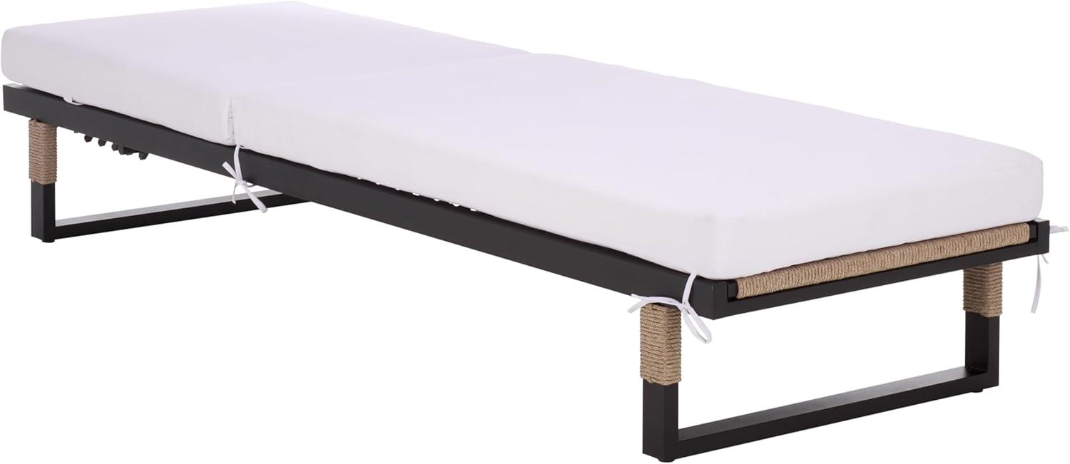 image:imageSAFAVIEH Outdoor Patio Furniture Collection Arman Black amp Black Lounger with Cushion Adjustable Outdoor Reclining Chaise PAT7558ABlackWhite