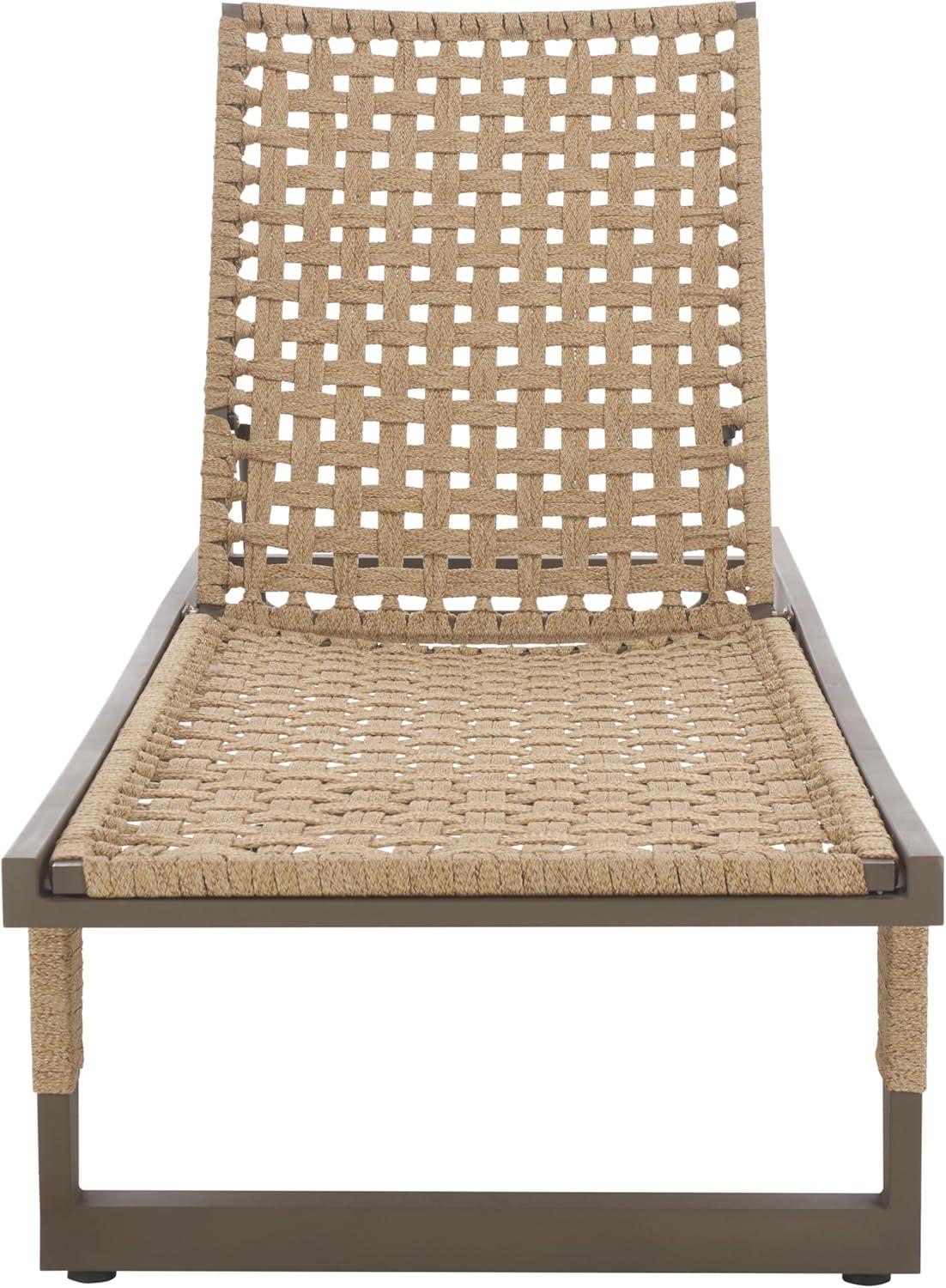 image:imageSAFAVIEH Outdoor Patio Furniture Collection Arthur Grey amp Heather Tan Woven Rope Chaise Lounge Chair Adjustable Reclining Sun Lounger Modern Poolside amp Deck Seating PAT7760AGreyHeather Tan