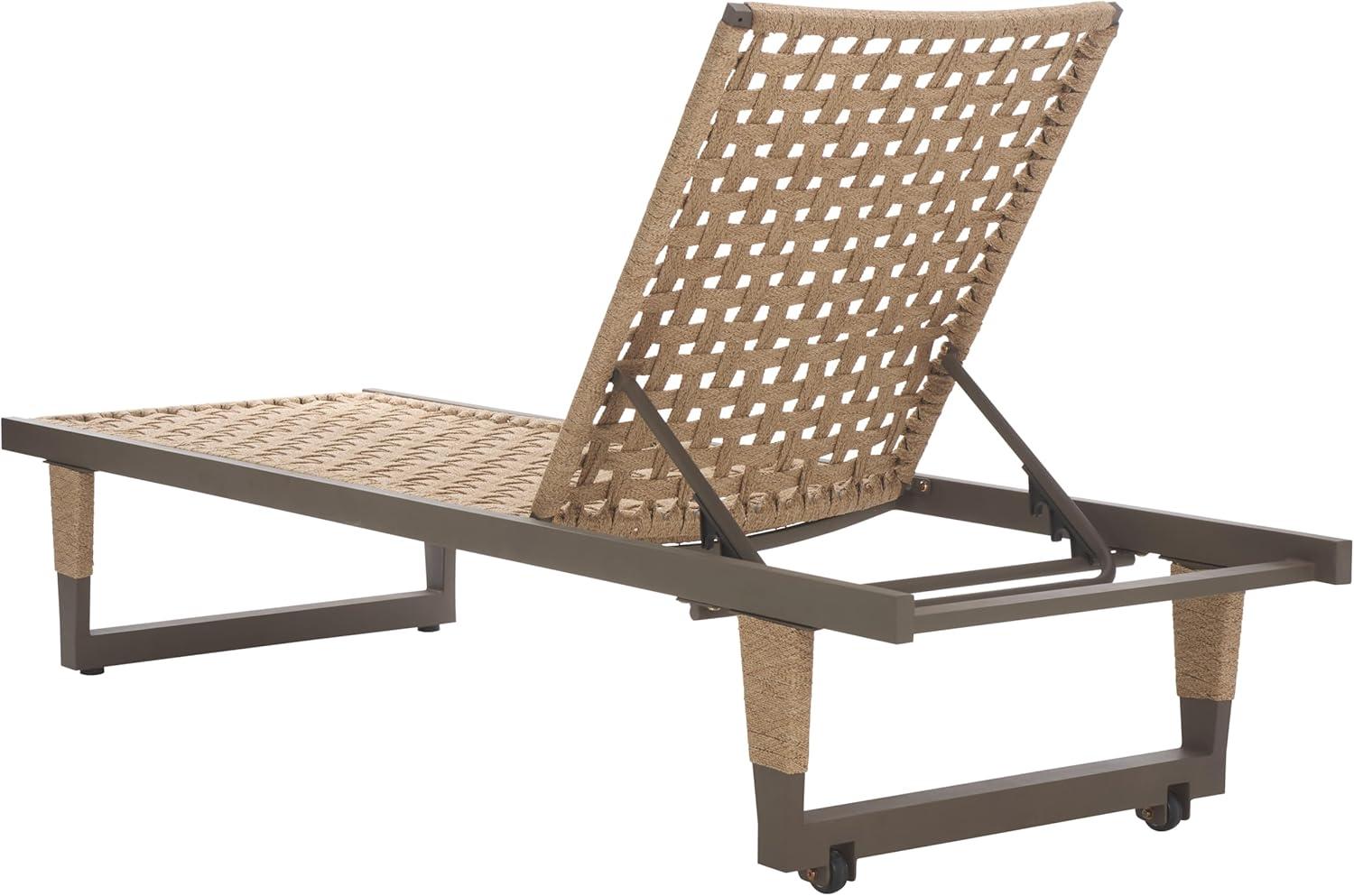 image:imageSAFAVIEH Outdoor Patio Furniture Collection Arthur Grey amp Heather Tan Woven Rope Chaise Lounge Chair Adjustable Reclining Sun Lounger Modern Poolside amp Deck Seating PAT7760AGreyHeather Tan