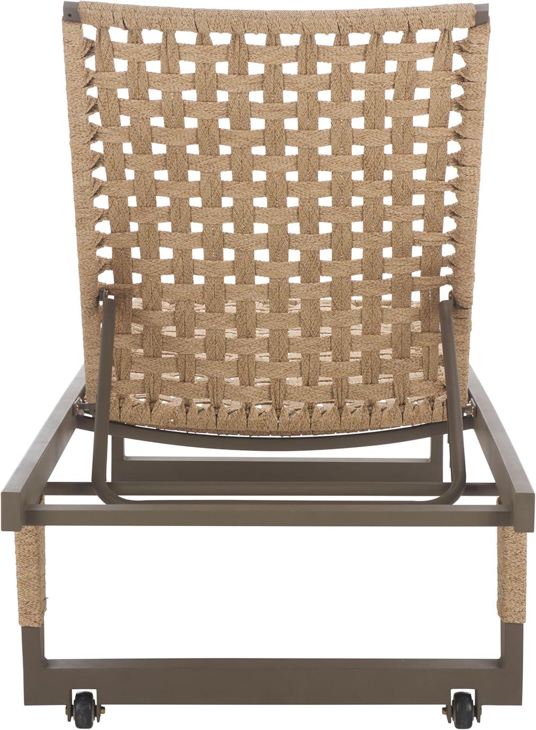 image:imageSAFAVIEH Outdoor Patio Furniture Collection Arthur Grey amp Heather Tan Woven Rope Chaise Lounge Chair Adjustable Reclining Sun Lounger Modern Poolside amp Deck Seating PAT7760AGreyHeather Tan