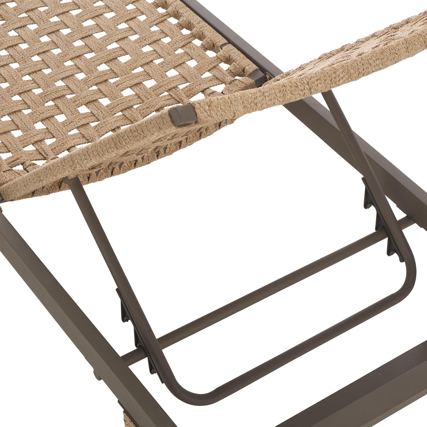 image:imageSAFAVIEH Outdoor Patio Furniture Collection Arthur Grey amp Heather Tan Woven Rope Chaise Lounge Chair Adjustable Reclining Sun Lounger Modern Poolside amp Deck Seating PAT7760AGreyHeather Tan