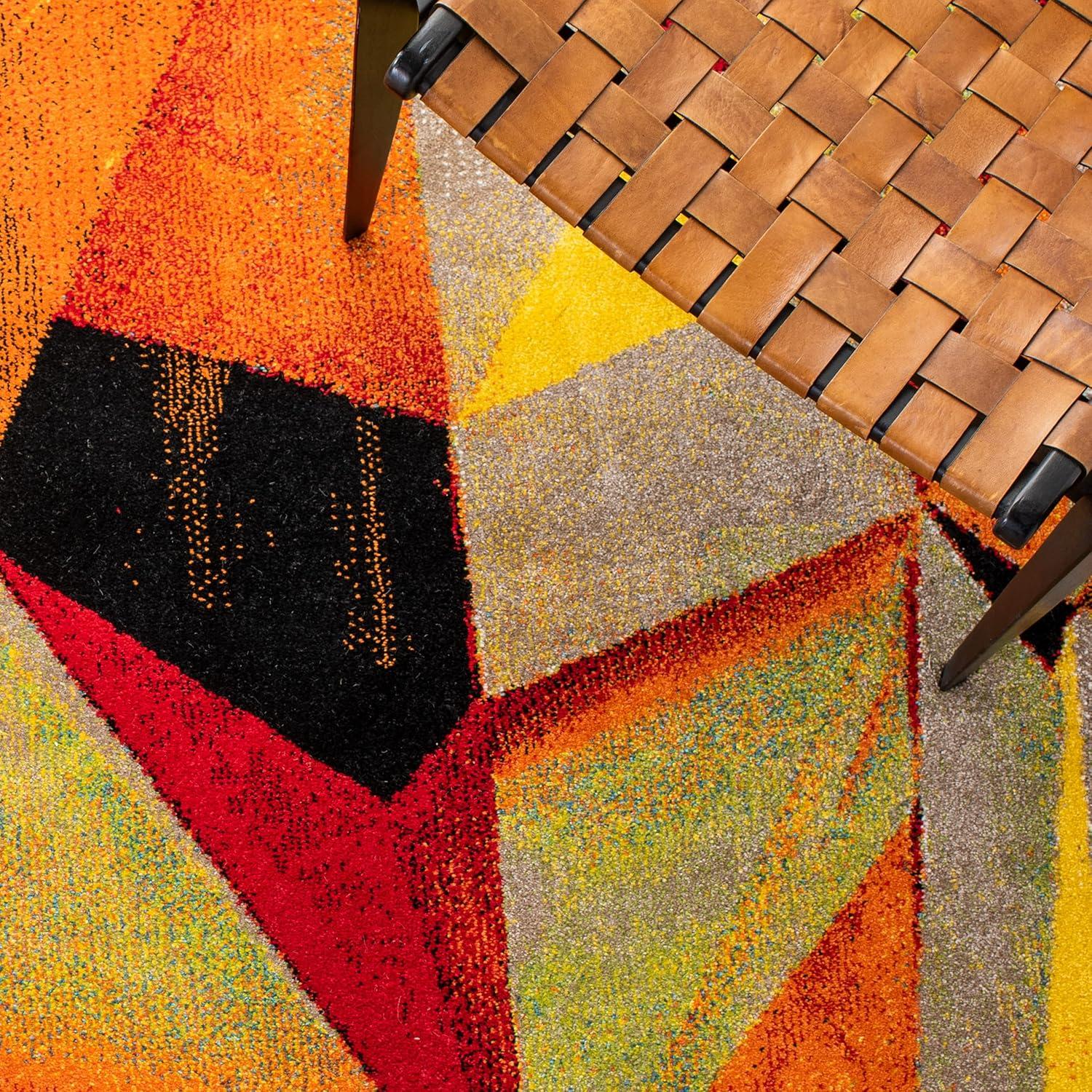 image:imageSAFAVIEH Porcello Collection Area Rug 9 x 12 Light Grey amp Orange Modern Abstract Design NonShedding amp Easy Care Ideal for High Traffic Areas in Living Room Bedroom PRL6940FOrangeRed