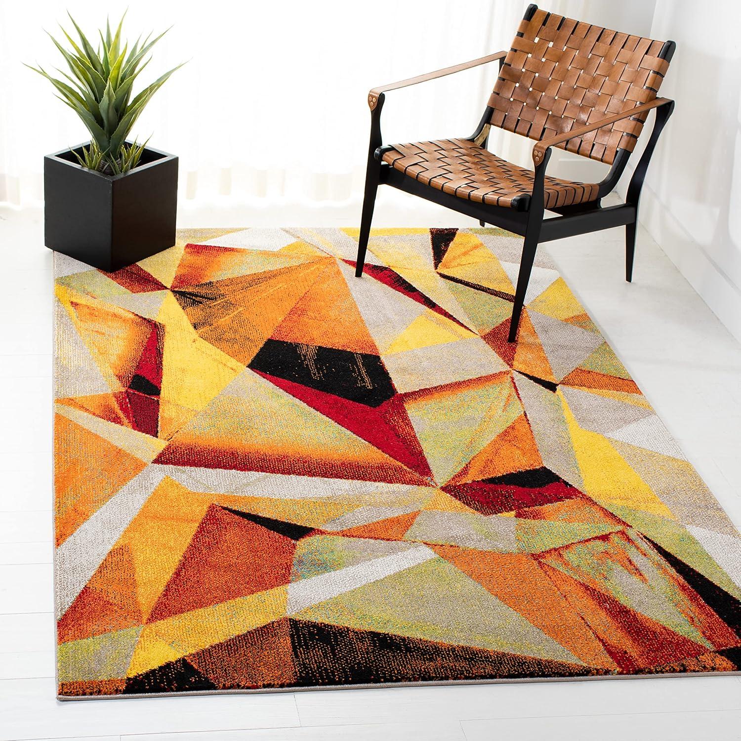 image:imageSAFAVIEH Porcello Collection Area Rug 9 x 12 Light Grey amp Orange Modern Abstract Design NonShedding amp Easy Care Ideal for High Traffic Areas in Living Room Bedroom PRL6940FOrangeRed
