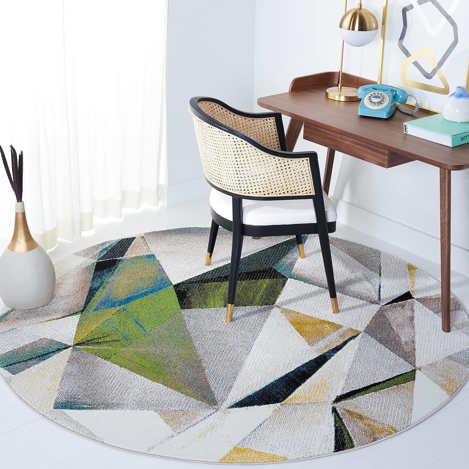 image:imageSAFAVIEH Porcello Collection Area Rug 9 x 12 Light Grey amp Orange Modern Abstract Design NonShedding amp Easy Care Ideal for High Traffic Areas in Living Room Bedroom PRL6940FIvoryGreen