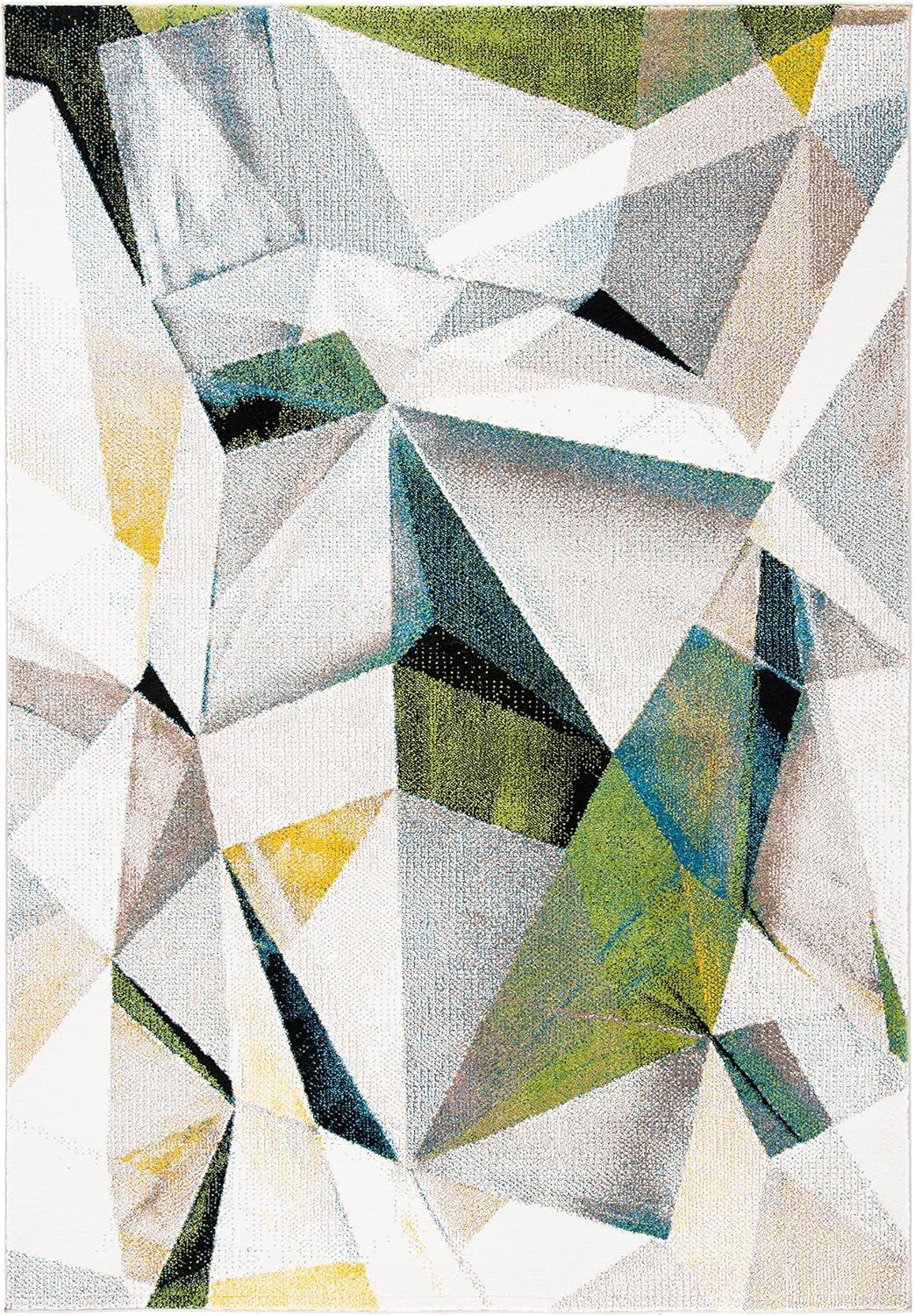 image:imageSAFAVIEH Porcello Collection Area Rug 9 x 12 Light Grey amp Orange Modern Abstract Design NonShedding amp Easy Care Ideal for High Traffic Areas in Living Room Bedroom PRL6940FIvoryGreen