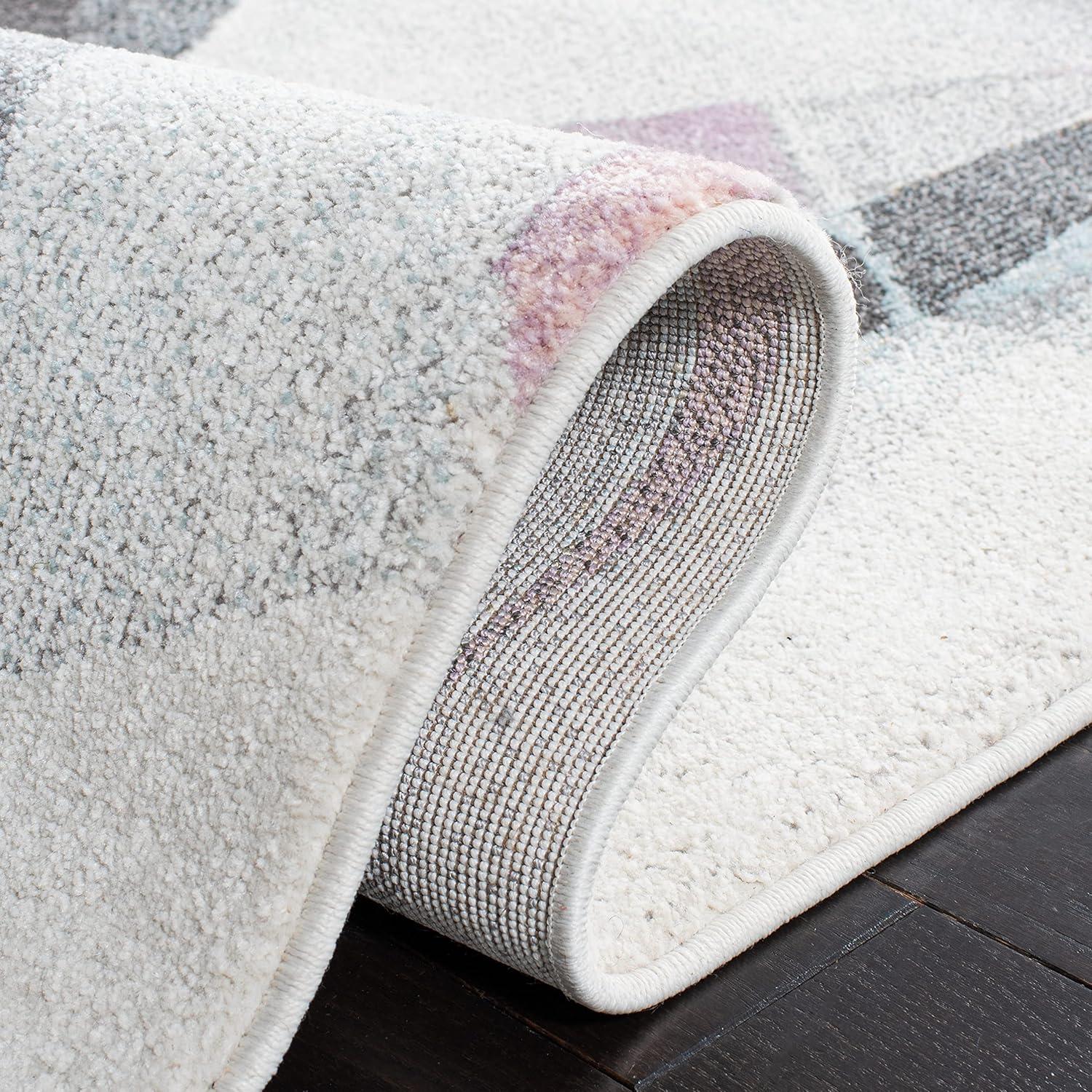 image:imageSAFAVIEH Porcello Collection Area Rug 9 x 12 Light Grey amp Orange Modern Abstract Design NonShedding amp Easy Care Ideal for High Traffic Areas in Living Room Bedroom PRL6940FIvoryPink