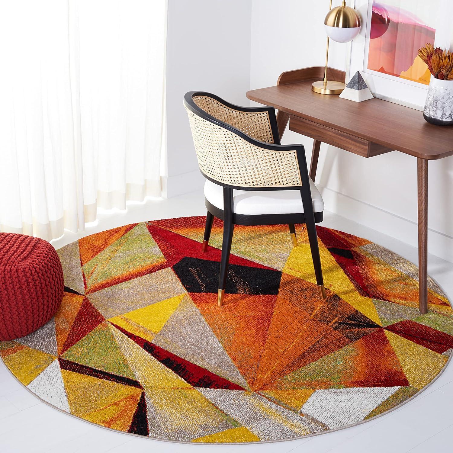 image:imageSAFAVIEH Porcello Collection Area Rug 9 x 12 Light Grey amp Orange Modern Abstract Design NonShedding amp Easy Care Ideal for High Traffic Areas in Living Room Bedroom PRL6940FOrangeRed