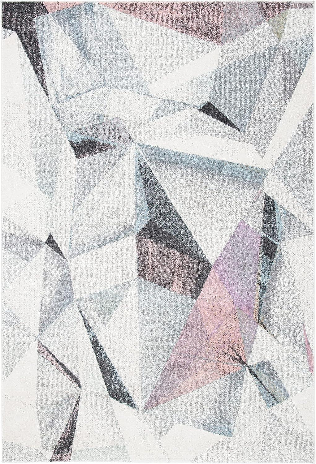 image:imageSAFAVIEH Porcello Collection Area Rug 9 x 12 Light Grey amp Orange Modern Abstract Design NonShedding amp Easy Care Ideal for High Traffic Areas in Living Room Bedroom PRL6940FIvoryPink