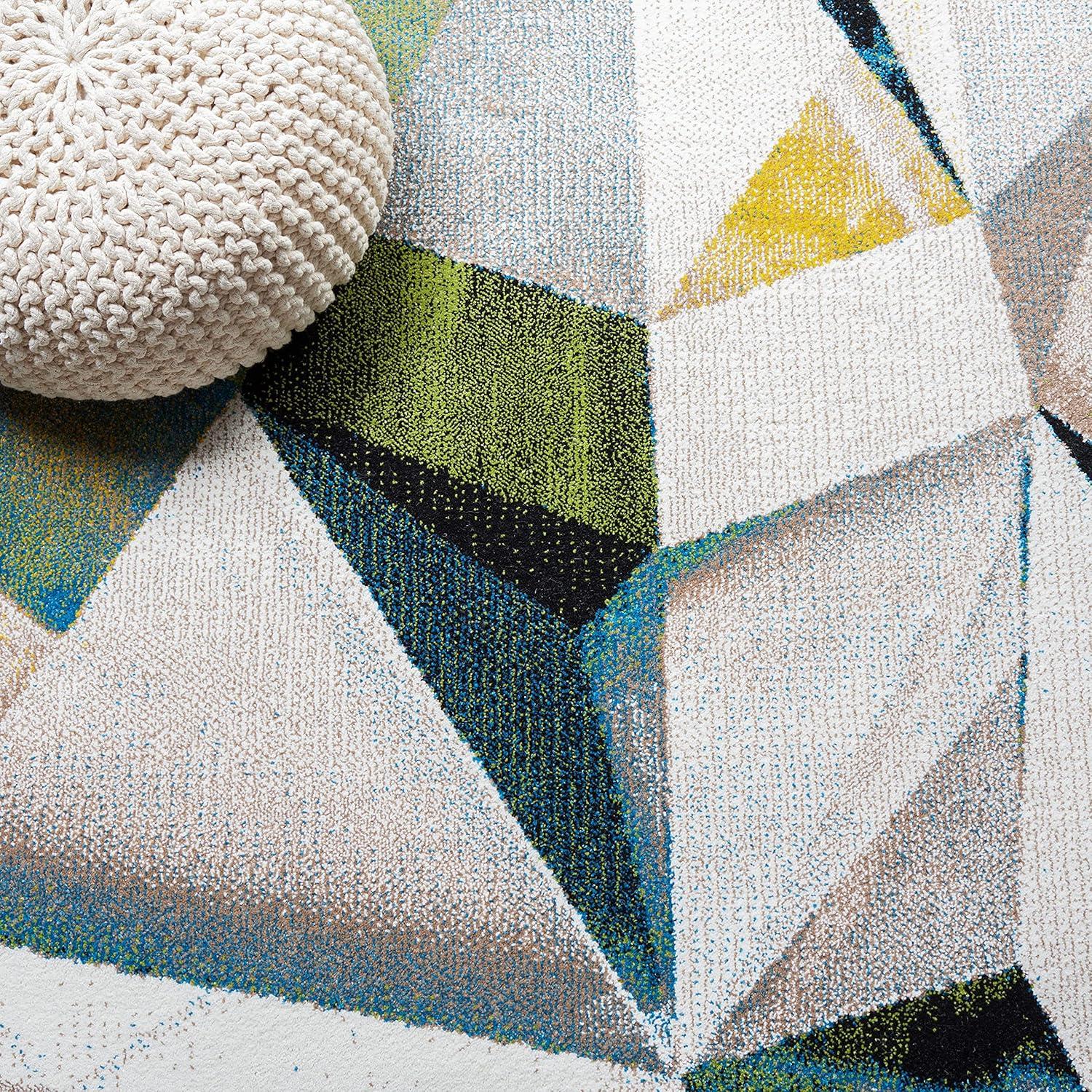 image:imageSAFAVIEH Porcello Collection Area Rug 9 x 12 Light Grey amp Orange Modern Abstract Design NonShedding amp Easy Care Ideal for High Traffic Areas in Living Room Bedroom PRL6940FIvoryGreen