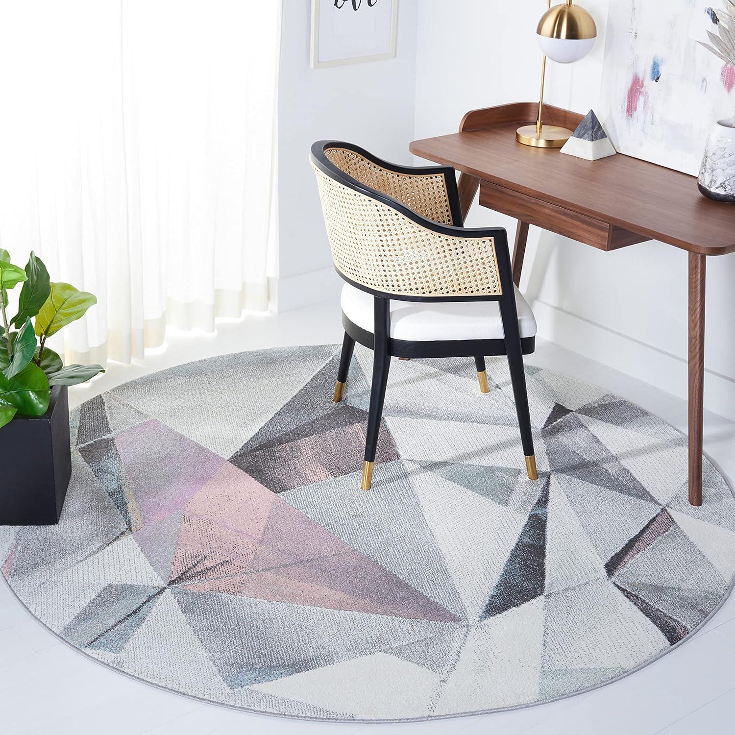 image:imageSAFAVIEH Porcello Collection Area Rug 9 x 12 Light Grey amp Orange Modern Abstract Design NonShedding amp Easy Care Ideal for High Traffic Areas in Living Room Bedroom PRL6940FIvoryPink