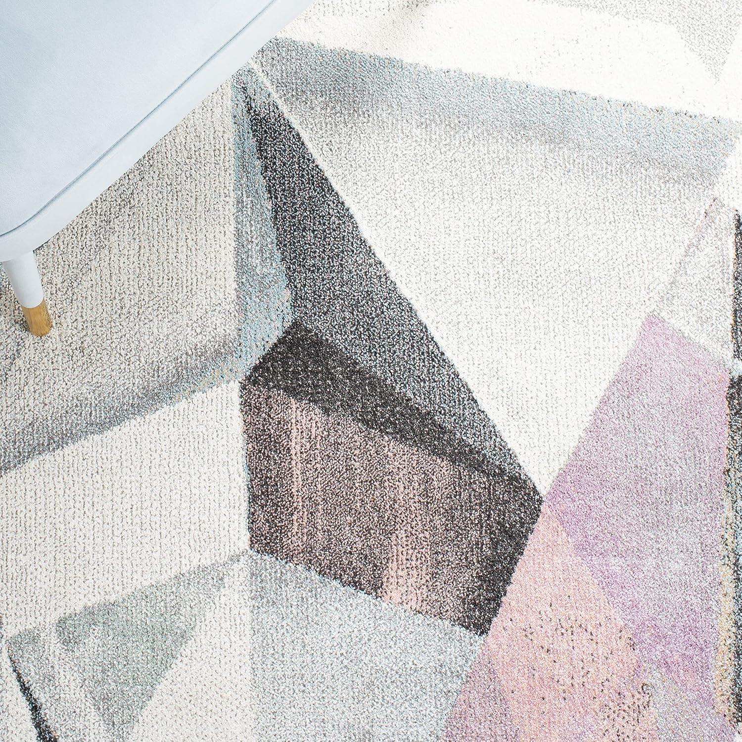 image:imageSAFAVIEH Porcello Collection Area Rug 9 x 12 Light Grey amp Orange Modern Abstract Design NonShedding amp Easy Care Ideal for High Traffic Areas in Living Room Bedroom PRL6940FIvoryPink