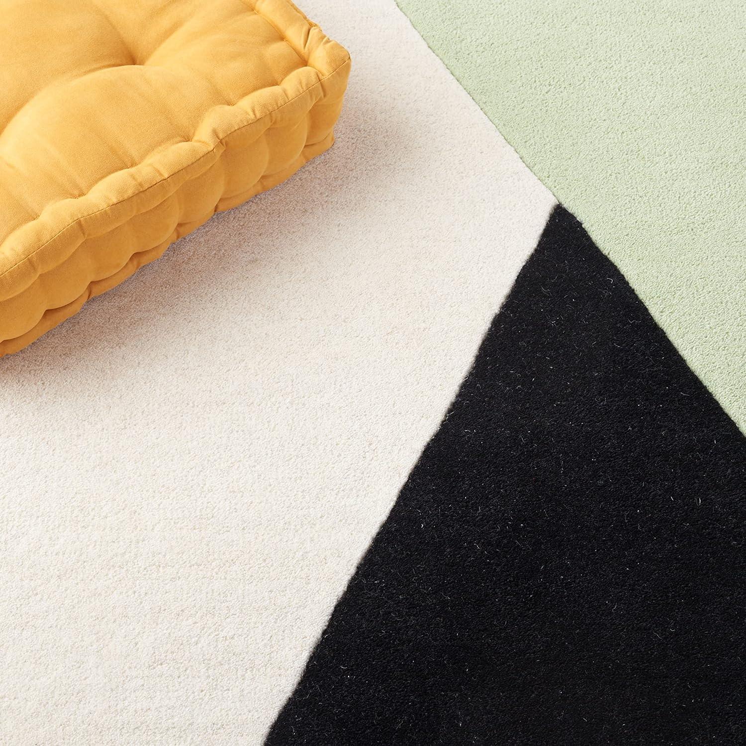 image:imageSAFAVIEH Rodeo Drive Collection Area Rug 8 Square Gold Handmade MidCentury Modern Abstract Wool Ideal for High Traffic Areas in Living Room Bedroom RD863ABlackGreen