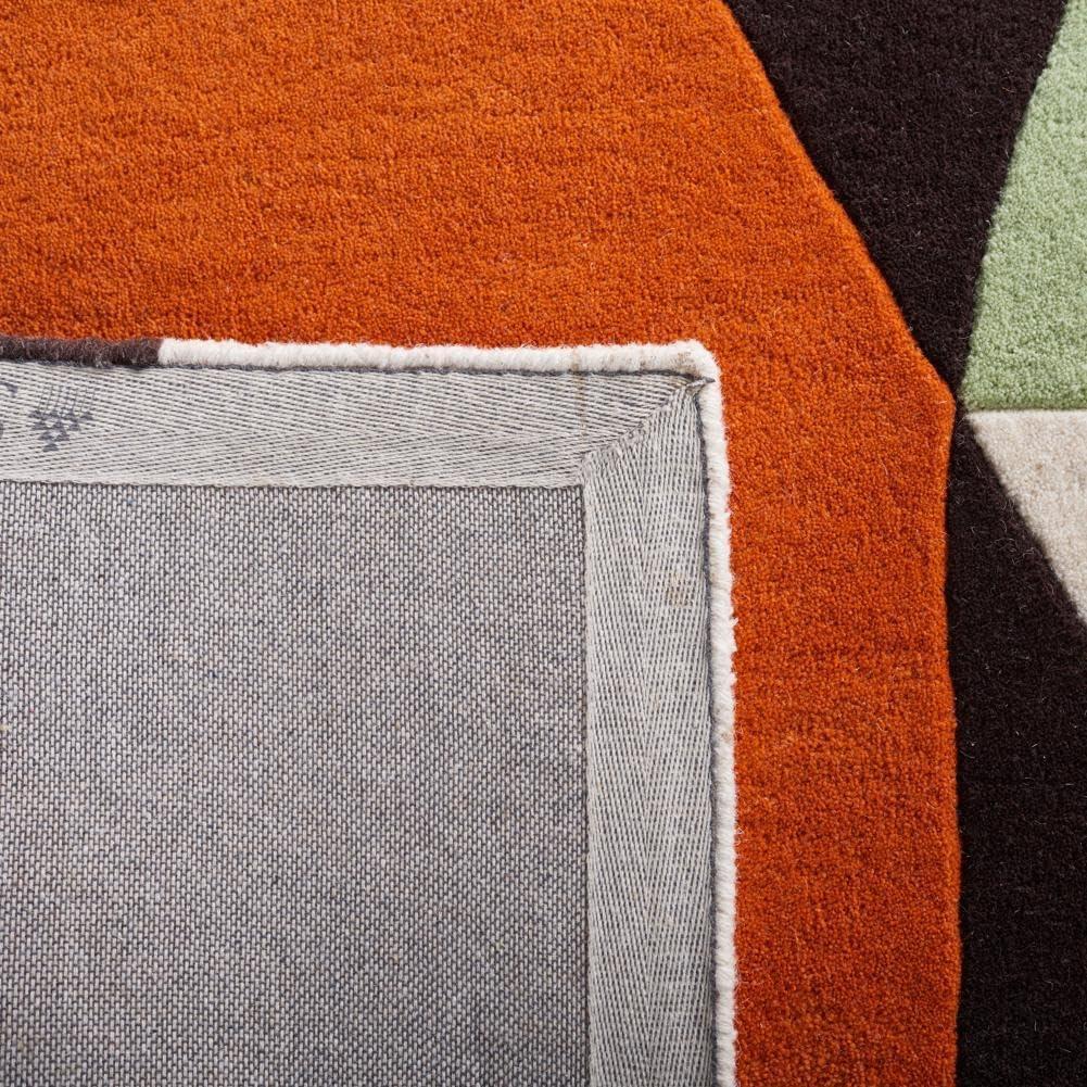 image:imageSAFAVIEH Rodeo Drive Collection Area Rug 8 Square Gold Handmade MidCentury Modern Abstract Wool Ideal for High Traffic Areas in Living Room Bedroom RD863AGreenBrown