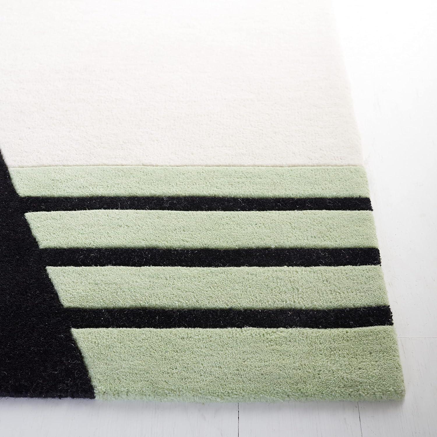 image:imageSAFAVIEH Rodeo Drive Collection Area Rug 8 Square Gold Handmade MidCentury Modern Abstract Wool Ideal for High Traffic Areas in Living Room Bedroom RD863ABlackGreen