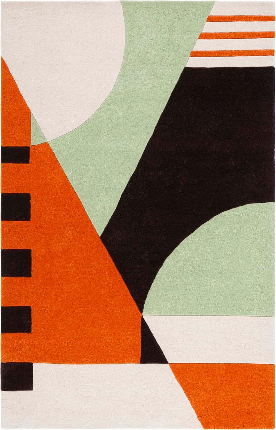 image:imageSAFAVIEH Rodeo Drive Collection Area Rug 8 Square Gold Handmade MidCentury Modern Abstract Wool Ideal for High Traffic Areas in Living Room Bedroom RD863AGreenBrown