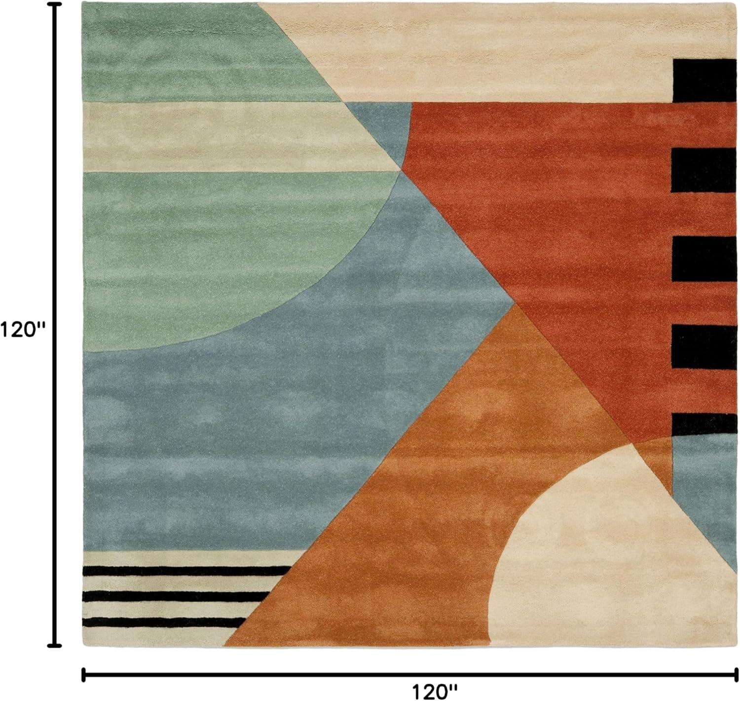 image:imageSAFAVIEH Rodeo Drive Collection Area Rug 8 Square Gold Handmade MidCentury Modern Abstract Wool Ideal for High Traffic Areas in Living Room Bedroom RD863AGold