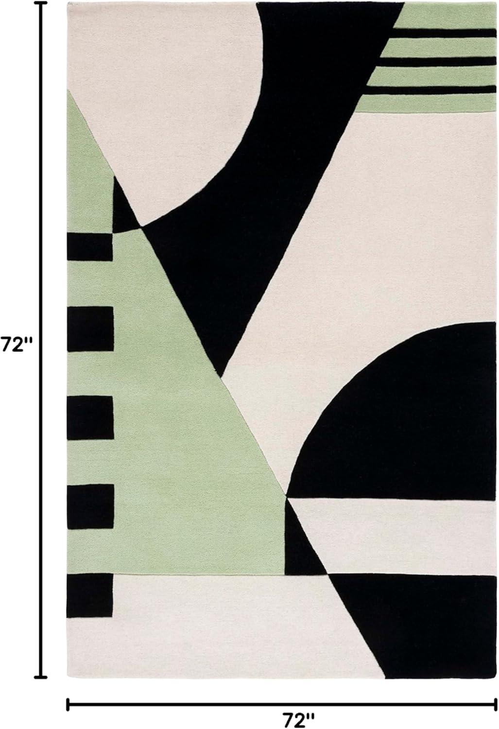 image:imageSAFAVIEH Rodeo Drive Collection Area Rug 8 Square Gold Handmade MidCentury Modern Abstract Wool Ideal for High Traffic Areas in Living Room Bedroom RD863ABlackGreen