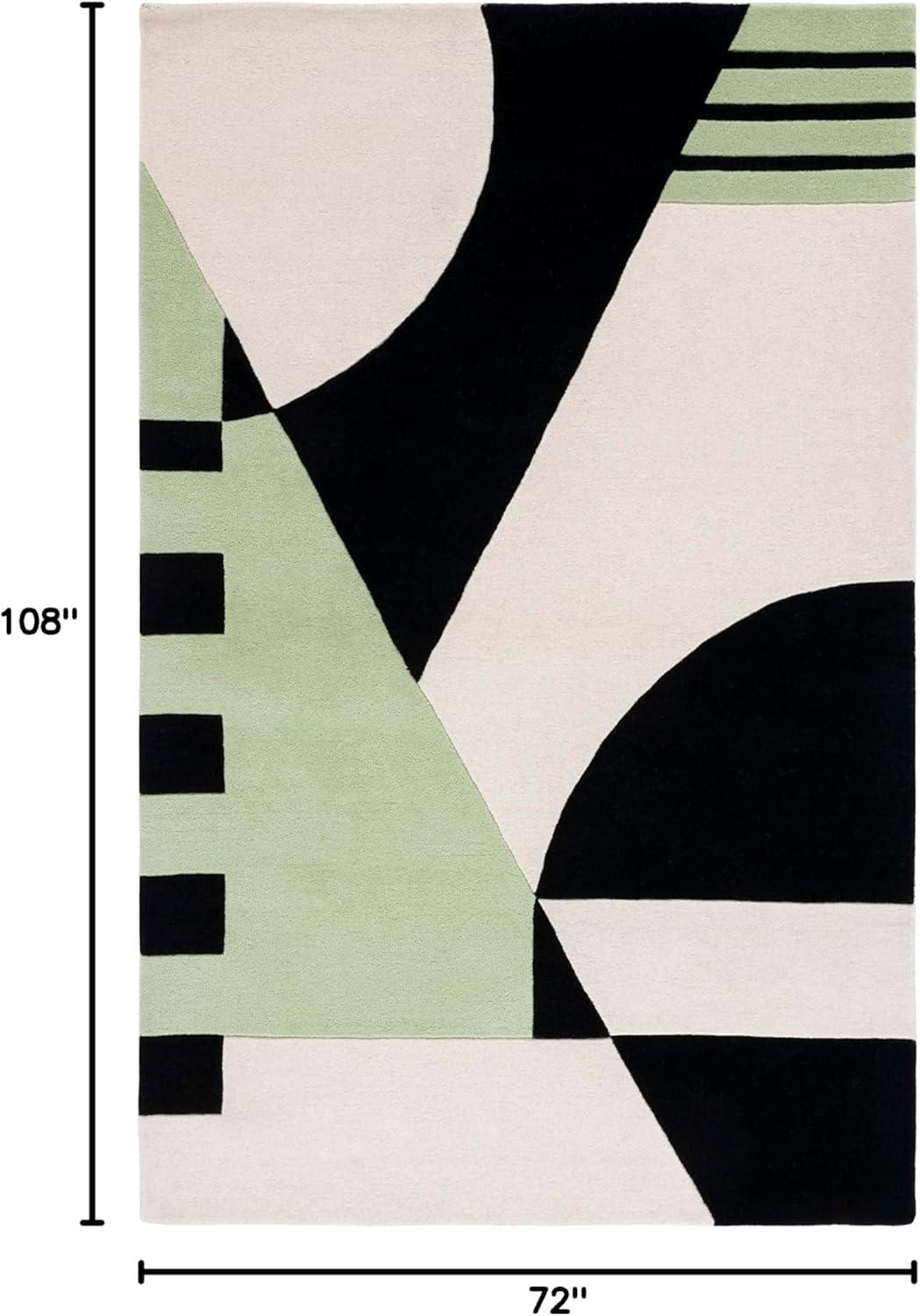 image:imageSAFAVIEH Rodeo Drive Collection Area Rug 8 Square Gold Handmade MidCentury Modern Abstract Wool Ideal for High Traffic Areas in Living Room Bedroom RD863ABlackGreen