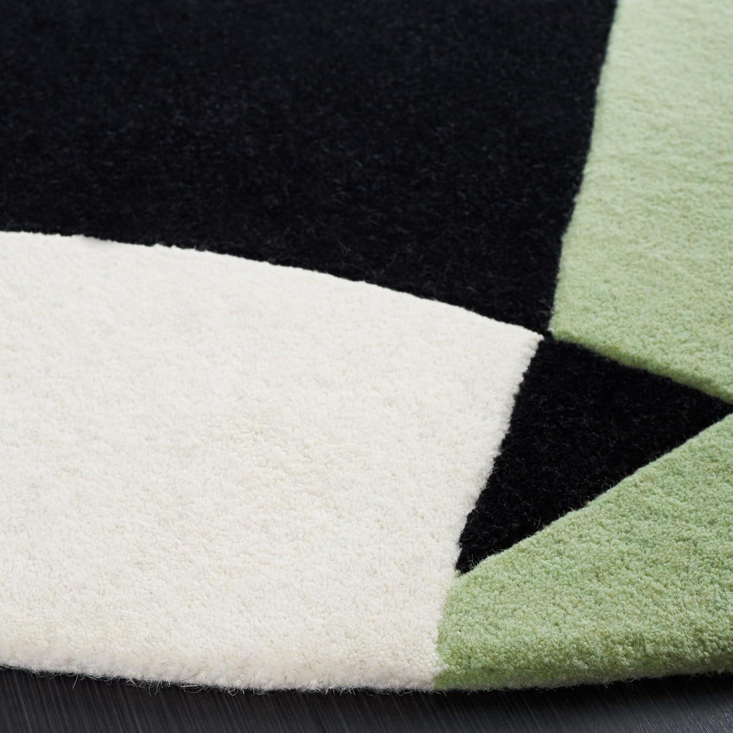 image:imageSAFAVIEH Rodeo Drive Collection Area Rug 8 Square Gold Handmade MidCentury Modern Abstract Wool Ideal for High Traffic Areas in Living Room Bedroom RD863ABlackGreen