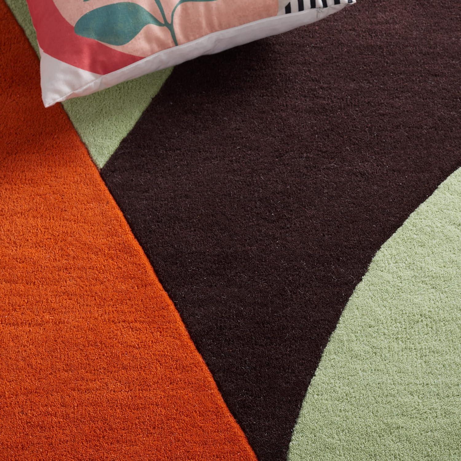 image:imageSAFAVIEH Rodeo Drive Collection Area Rug 8 Square Gold Handmade MidCentury Modern Abstract Wool Ideal for High Traffic Areas in Living Room Bedroom RD863AGreenBrown