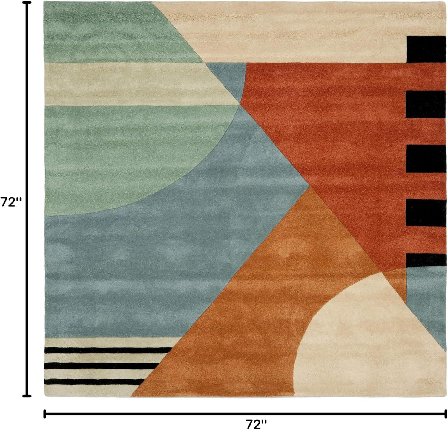 image:imageSAFAVIEH Rodeo Drive Collection Area Rug 8 Square Gold Handmade MidCentury Modern Abstract Wool Ideal for High Traffic Areas in Living Room Bedroom RD863AGold