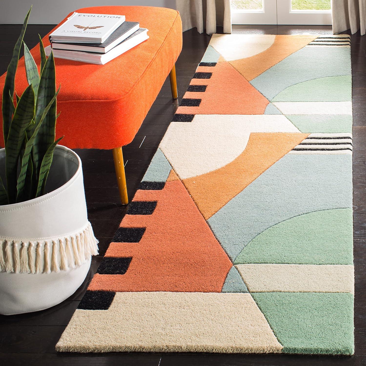 image:imageSAFAVIEH Rodeo Drive Collection Area Rug 8 Square Gold Handmade MidCentury Modern Abstract Wool Ideal for High Traffic Areas in Living Room Bedroom RD863AGold