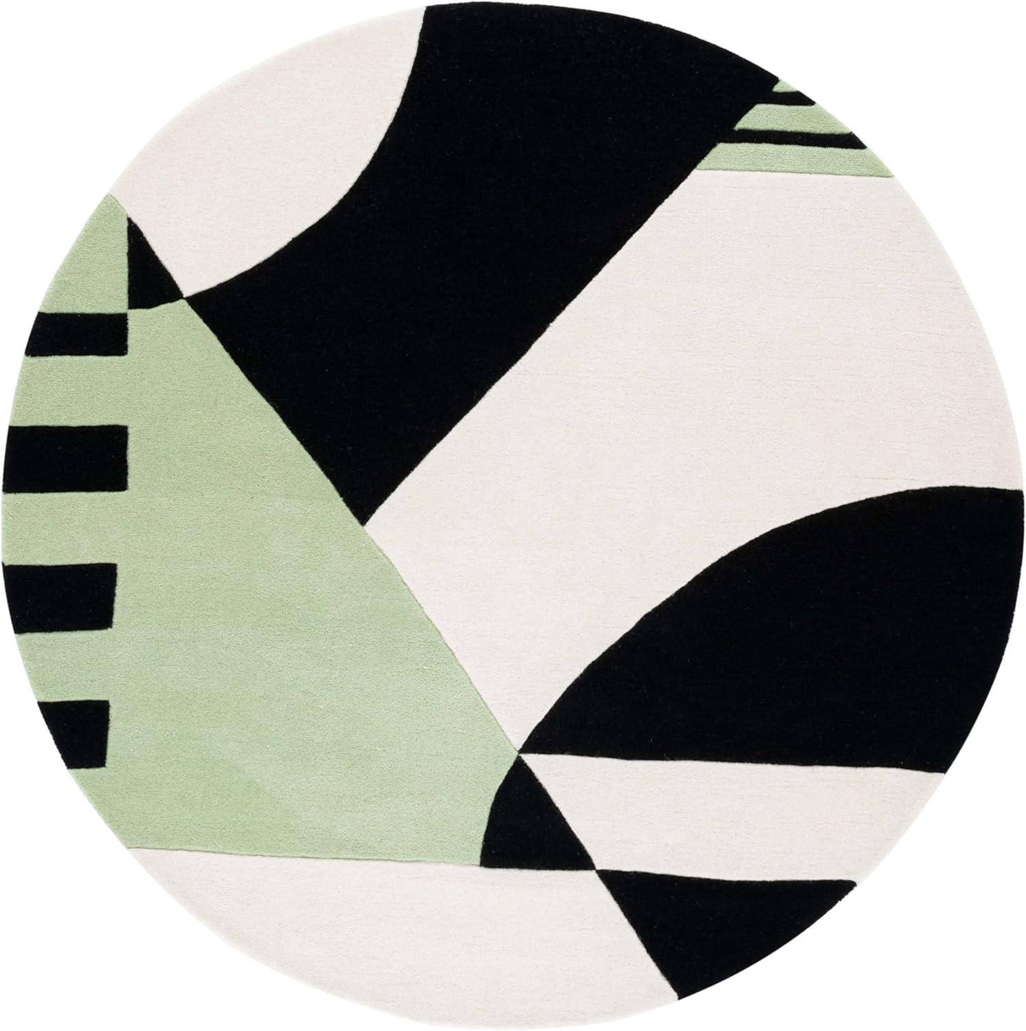 image:imageSAFAVIEH Rodeo Drive Collection Area Rug 8 Square Gold Handmade MidCentury Modern Abstract Wool Ideal for High Traffic Areas in Living Room Bedroom RD863ABlackGreen