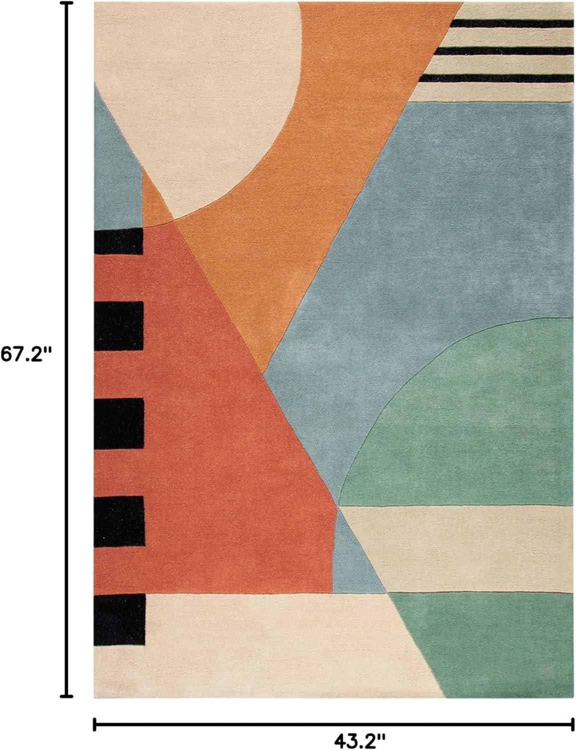 image:imageSAFAVIEH Rodeo Drive Collection Area Rug 8 Square Gold Handmade MidCentury Modern Abstract Wool Ideal for High Traffic Areas in Living Room Bedroom RD863AGold