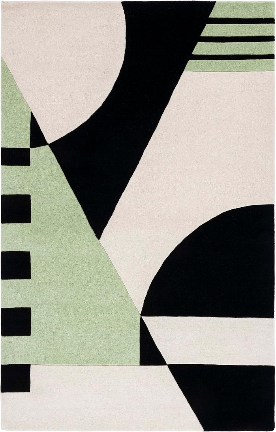 image:imageSAFAVIEH Rodeo Drive Collection Area Rug 8 Square Gold Handmade MidCentury Modern Abstract Wool Ideal for High Traffic Areas in Living Room Bedroom RD863ABlackGreen